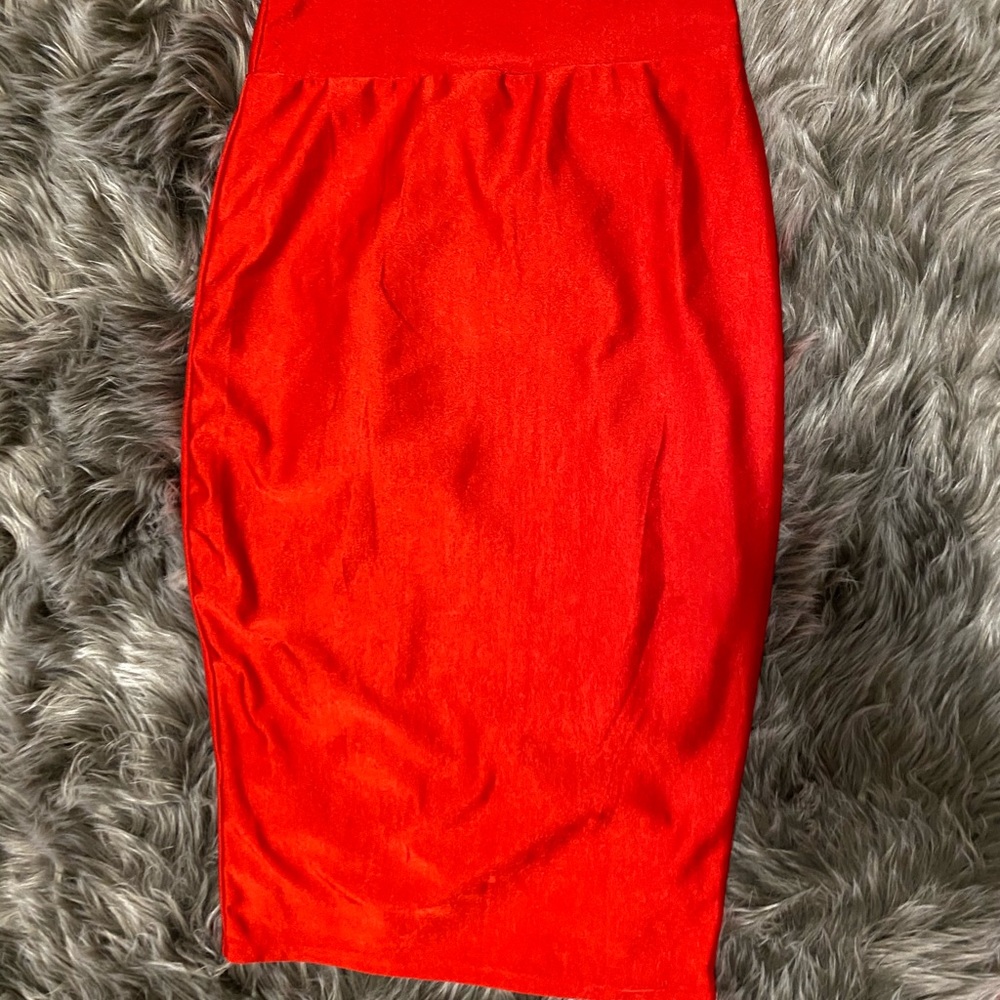 Red pencil skirt